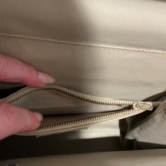 Vintage John Hort Handbag - Made in Canada Orange Brown Cream and gold tone - Picture 9 of 15